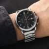 fossil chronograph stainless steel black dial men's watch