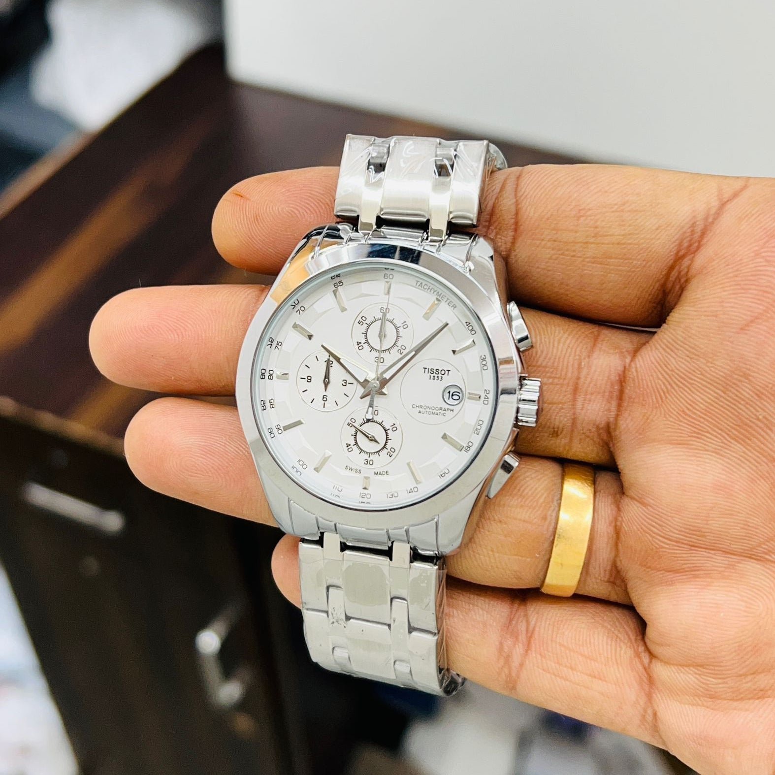 import placeholder for 5481 tissot black white chronograph men's watch