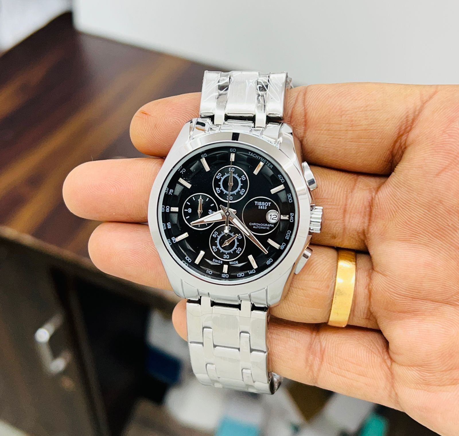 import placeholder for 5481 tissot black white chronograph men's watch