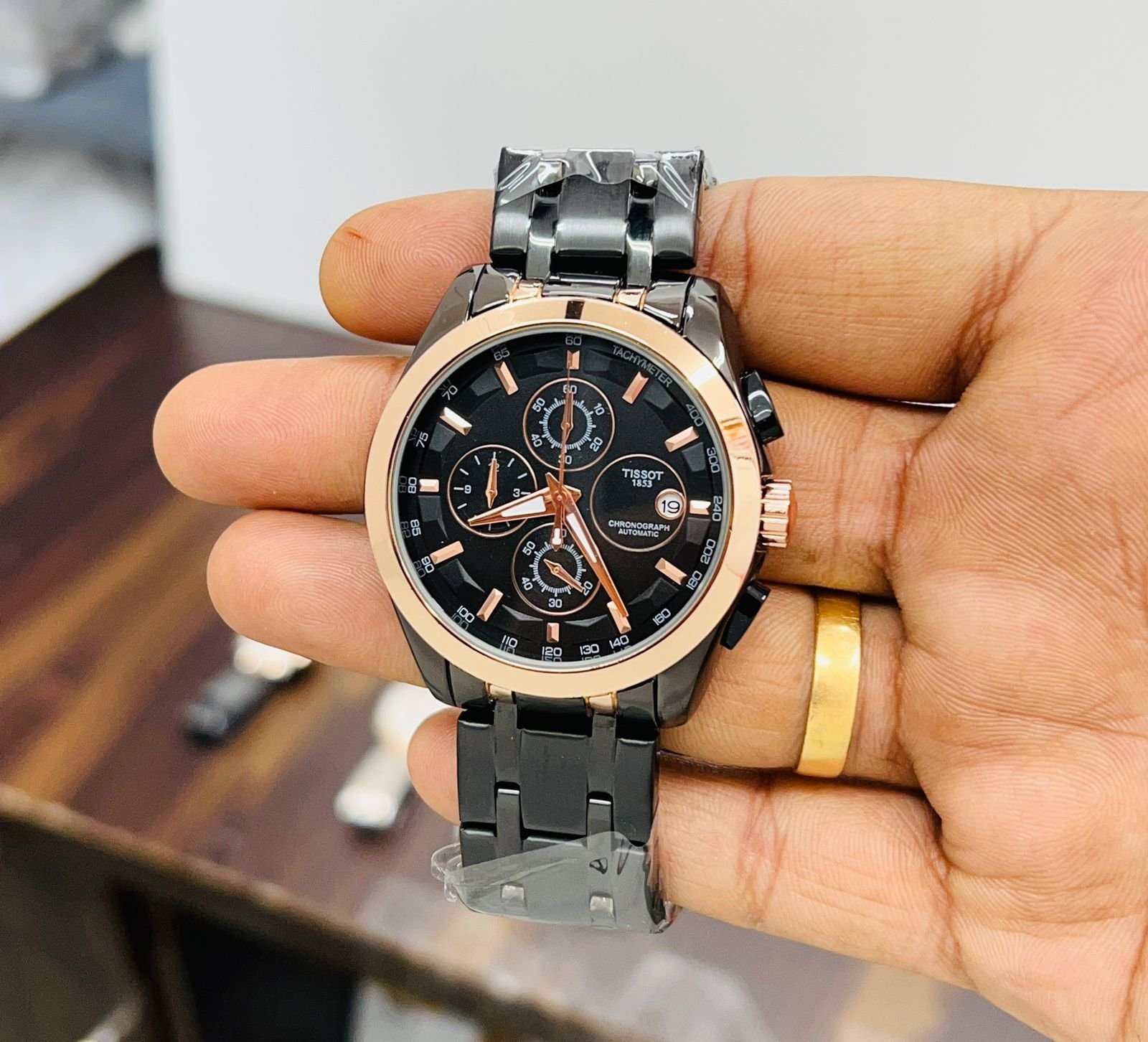 import placeholder for 5481 tissot black white chronograph men's watch