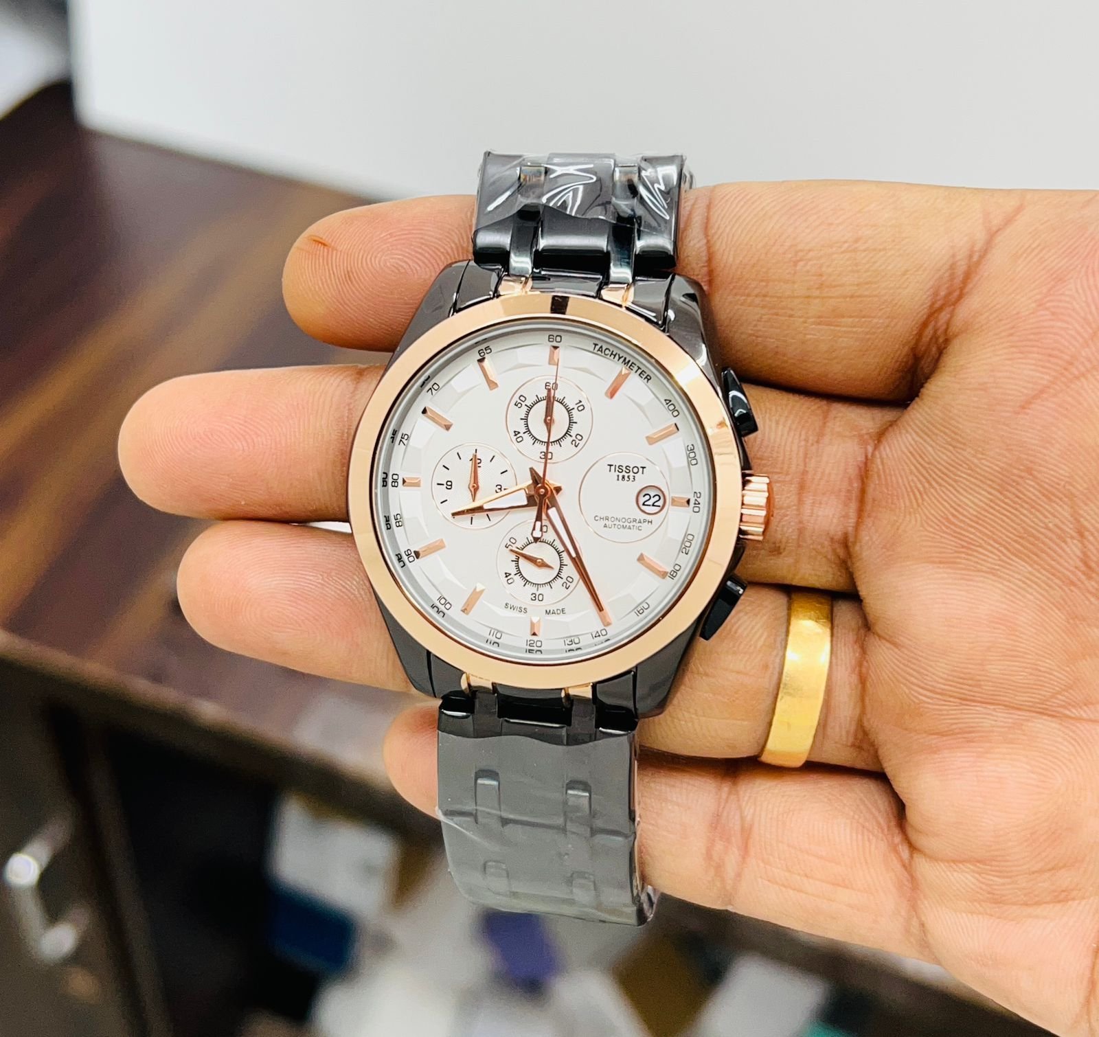 import placeholder for 5481 tissot black white chronograph men's watch