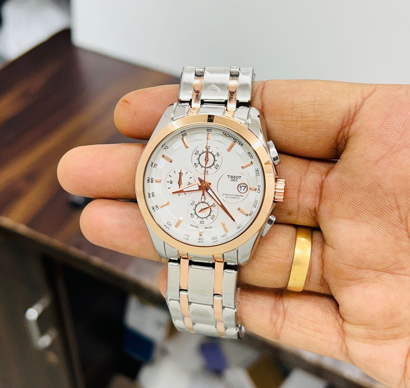 import placeholder for 5481 tissot black white chronograph men's watch