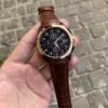 premium chronograph brown leather men's watch