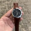 premium chronograph brown leather men's watch