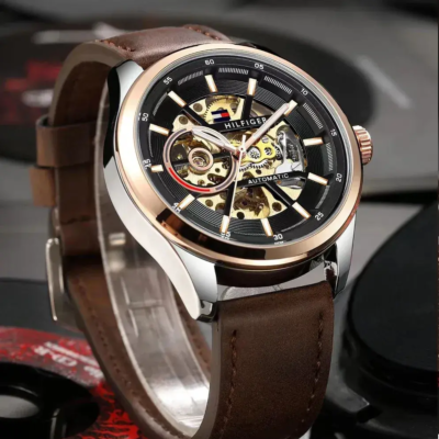 Tommy Hilfiger Automatic Leather Dark Brown Copper Black