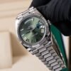 role x oyster perpetual day date battery silver green