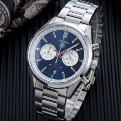 Tag heuuer Carrera white  Chronograph silver blue