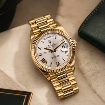Rolee_x Oyster Perpetual Day Date 40 Battery Gold-White