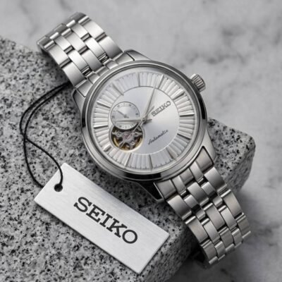 Seiko Presage Cocktail Time Open Heart Automatic silver white