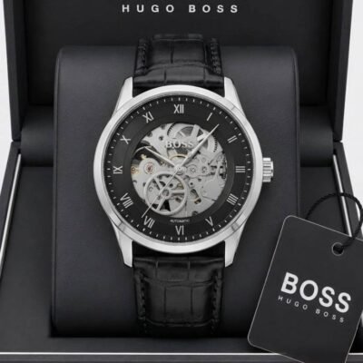BOSS Principle Skeleton Mens Automatic black and silver
