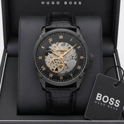 BOSS Principle Skeleton Mens Automatic black and gold
