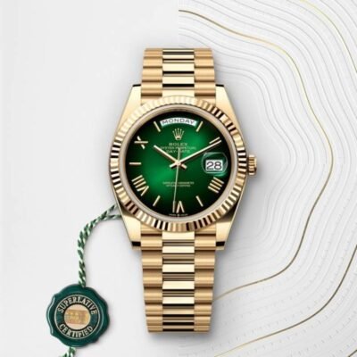 Rolee_x Oyster Perpetual Day Date 40 Battery Gold Green