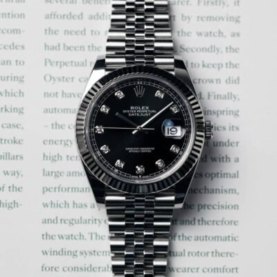 Rolee_x Oyster Perpetual Date Just Diamond Silver-Black-Diamond