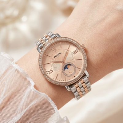 Fossii_l Jacqueline Sun Moon Multifunction 2Ton Rose Gold Pink