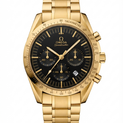 Omegg_a Speed Master Chronograph Gold Black Dial