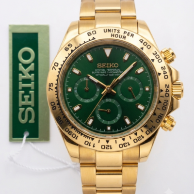 Seiko Daytona Chronograph Gold Green Dial