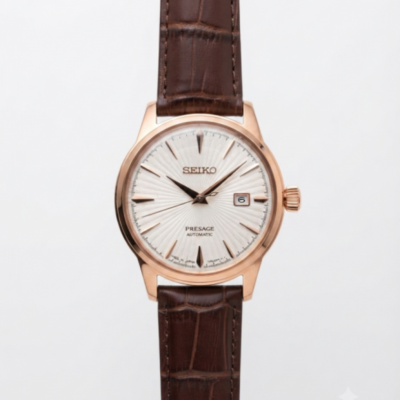 Seiko Presage Automatic Leather copper White Dial