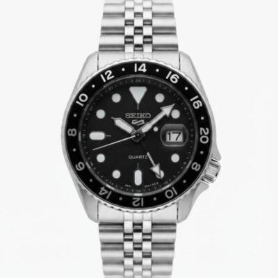 Seiko Gmt Master silver Black Dial