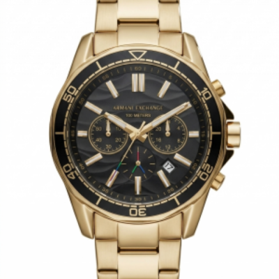 Armaani Exchange 100 Meters Golden Black Dial