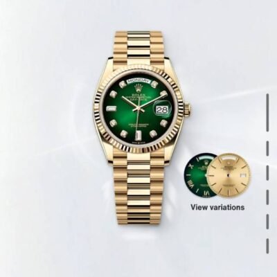 Rolee_x Oyster Perpetual Day Date Diamond Gold-Green 40 Battery