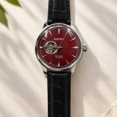 Seiko Presage Automatic Black Silver Red Dial