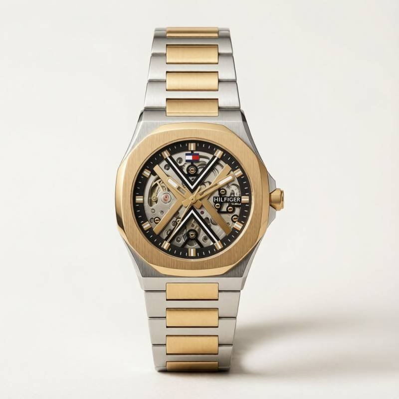 Tommmy Hilfige_r Skeleton Automatic 2Ton-Gold-Black