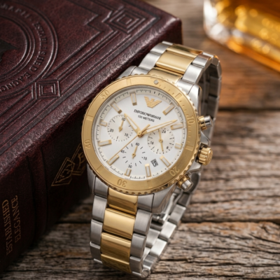 Emporio Arman_i 100Meter Chronograph 2Ton-Gold-White