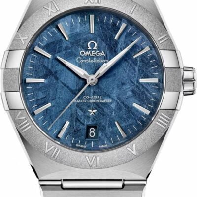Omega Constellation 41 mm Meteorite Watch silver blue design