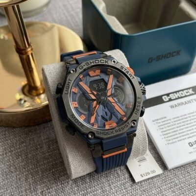 Casio G-Shock analog-digital sports watch blue orange